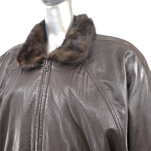 Unisex Mahogany Mink Jacket Reversible to Leather- Size M (Men's S)