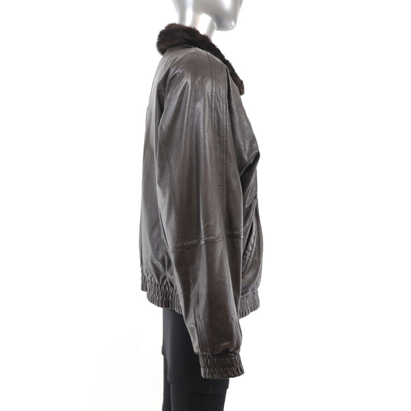 Unisex Mahogany Mink Jacket Reversible to Leather- Size M (Men's S)