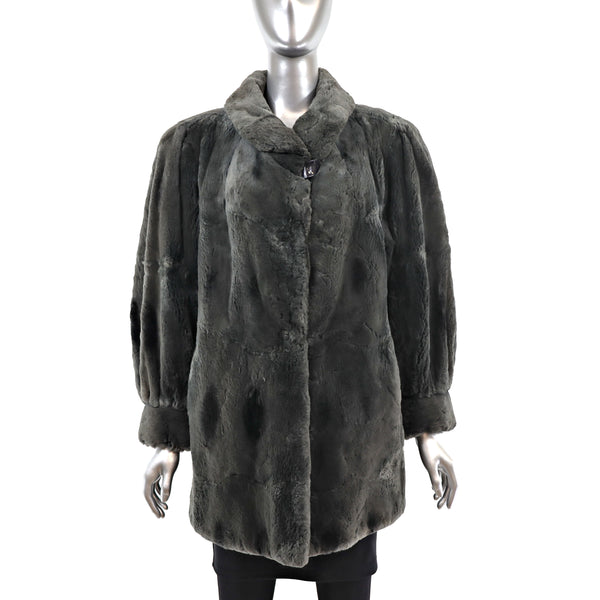 Olive Green Sheared Mink Jacket- Size XL