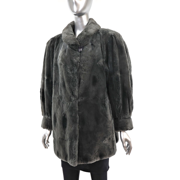 Olive Green Sheared Mink Jacket- Size XL