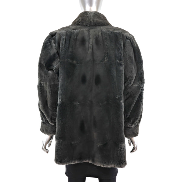 Olive Green Sheared Mink Jacket- Size XL