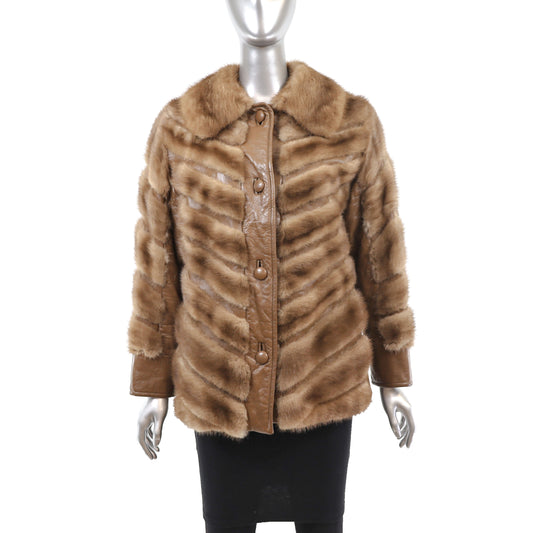 Autumn Haze Mink Jacket with Leather Insert- Size M