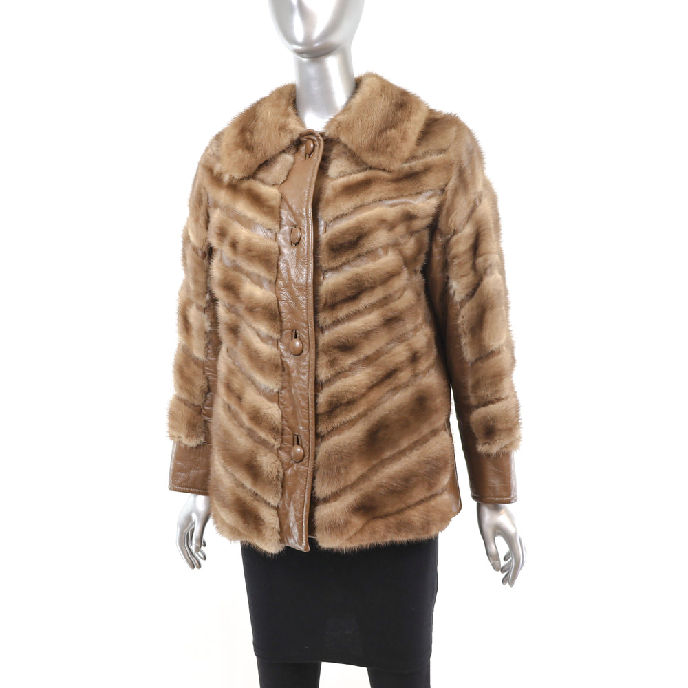 Autumn Haze Mink Jacket with Leather Insert- Size M