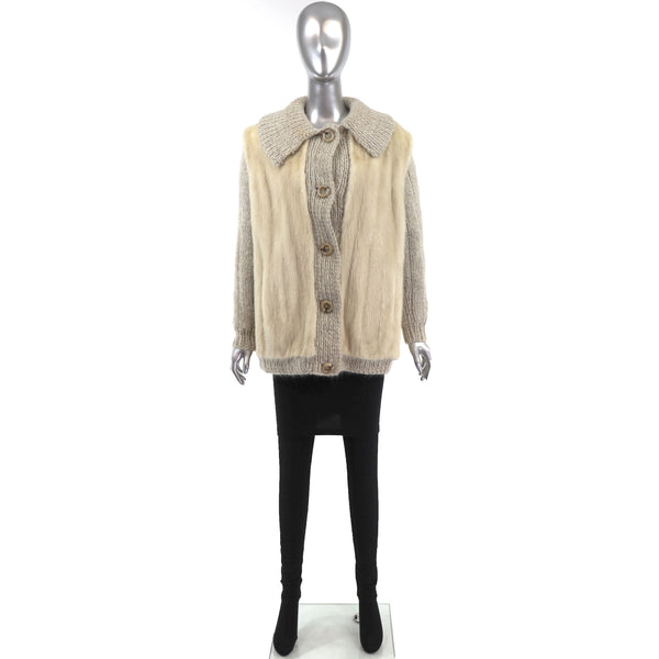 Tourmaline Mink Jacket with Knitted Sleeves- Size S