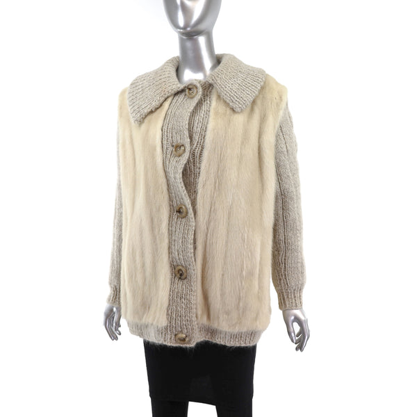 Tourmaline Mink Jacket with Knitted Sleeves- Size S