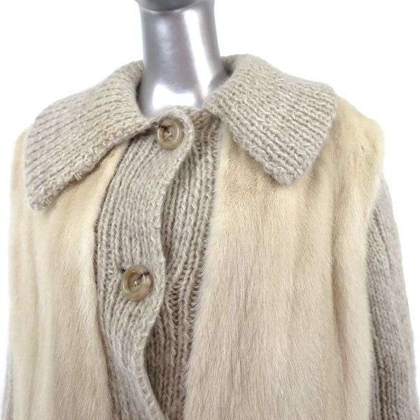 Tourmaline Mink Jacket with Knitted Sleeves- Size S