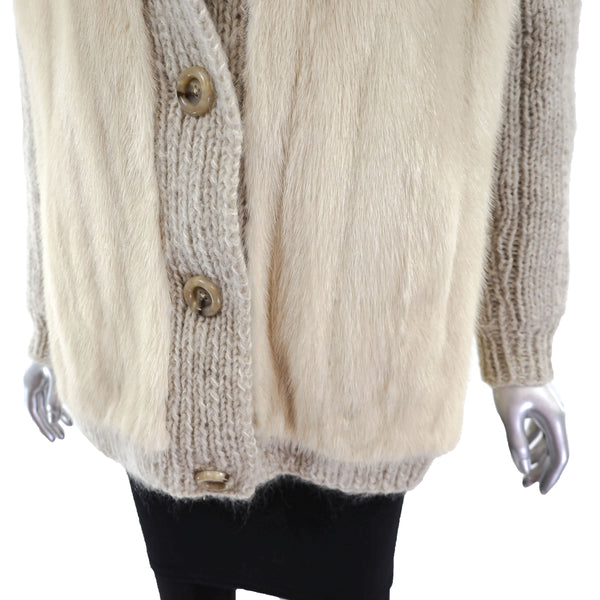 Tourmaline Mink Jacket with Knitted Sleeves- Size S