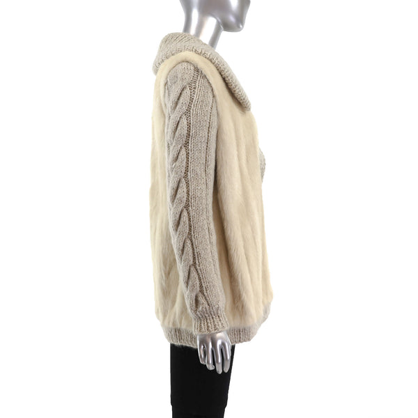 Tourmaline Mink Jacket with Knitted Sleeves- Size S