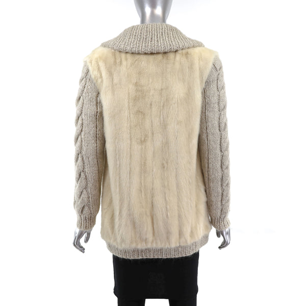 Tourmaline Mink Jacket with Knitted Sleeves- Size S