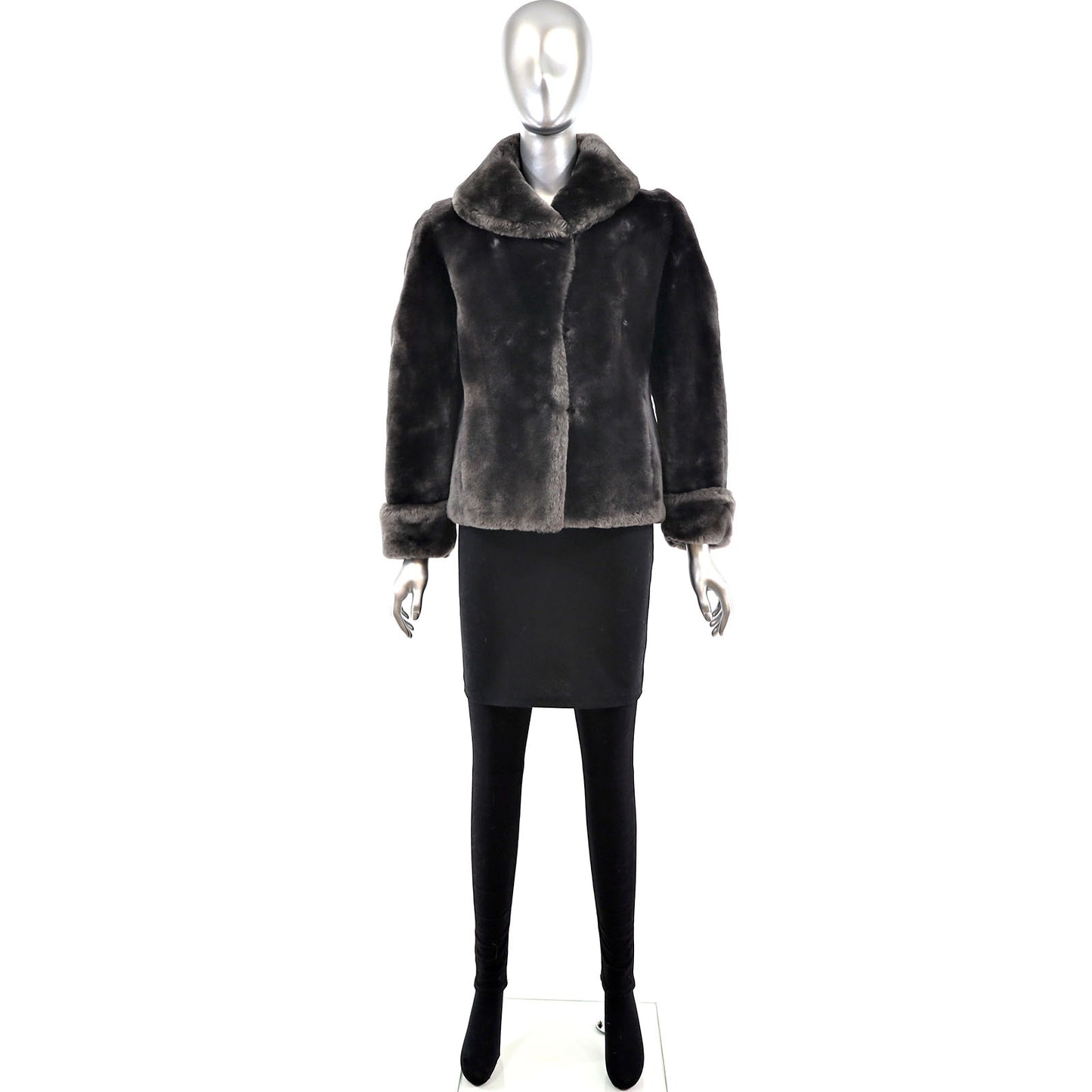 Gray Mouton Jacket- Size S