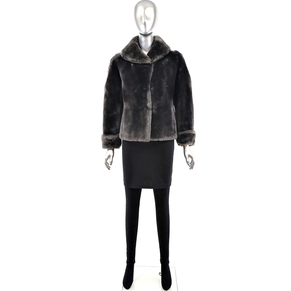 Gray Mouton Jacket- Size S