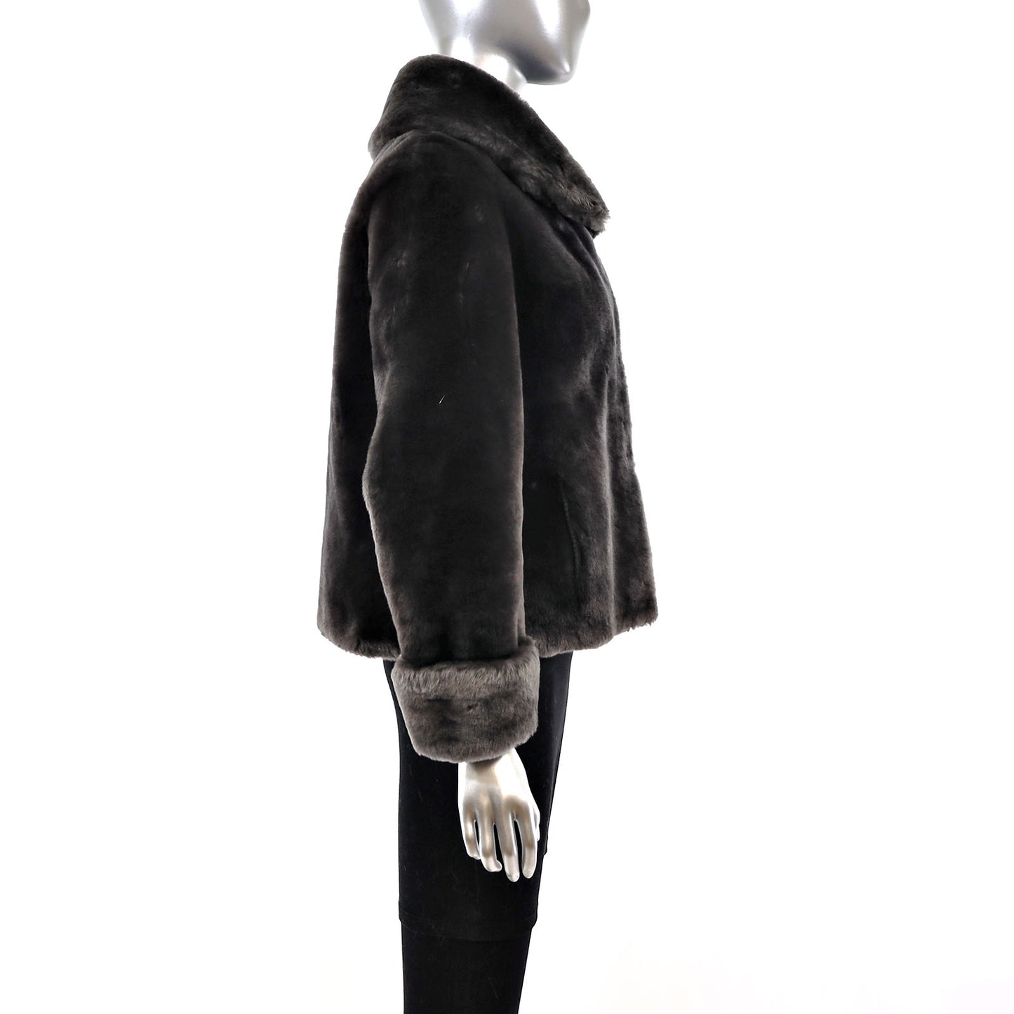 Gray Mouton Jacket- Size S