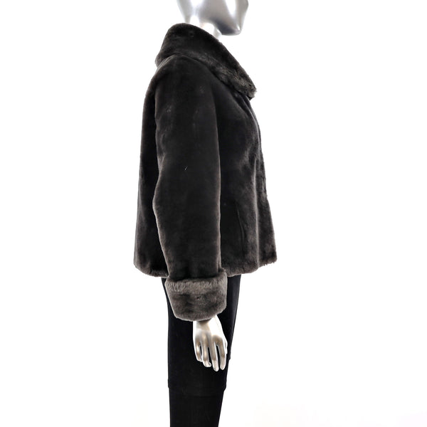 Gray Mouton Jacket- Size S