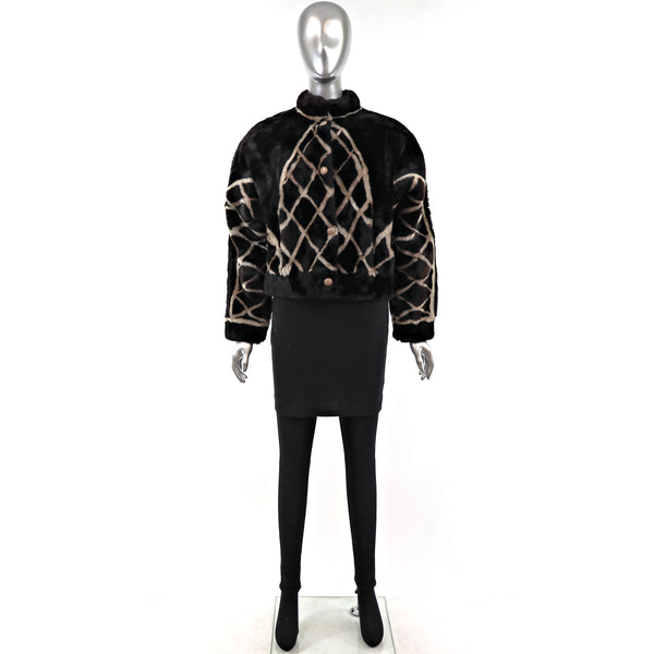 Mouton Jacket with Design- Size M