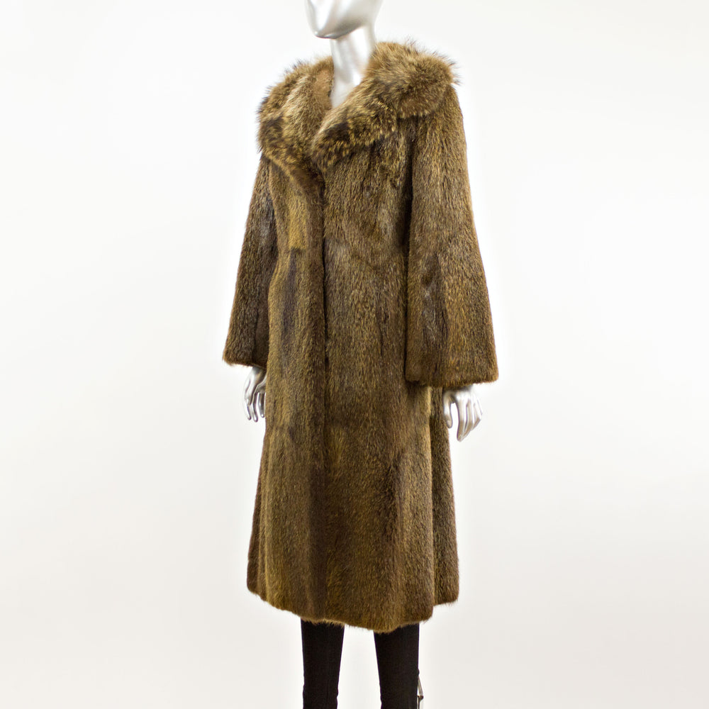 Muskrat with Raccoon Collar Coat- Size XS