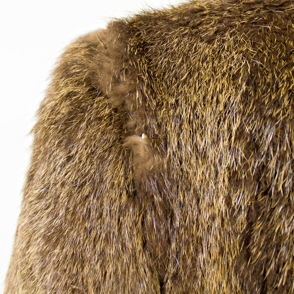 Muskrat with Raccoon Collar Coat- Size XS