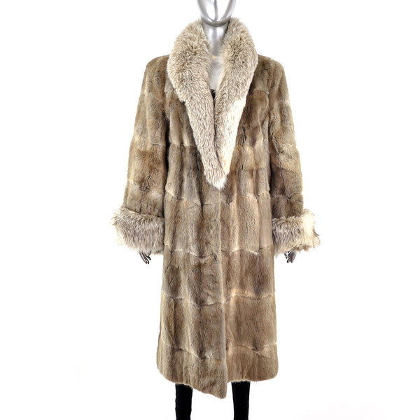 Muskrat Coat with Fox Trim- Size M