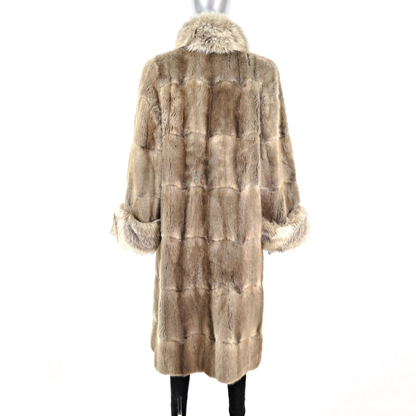 Muskrat Coat with Fox Trim- Size M