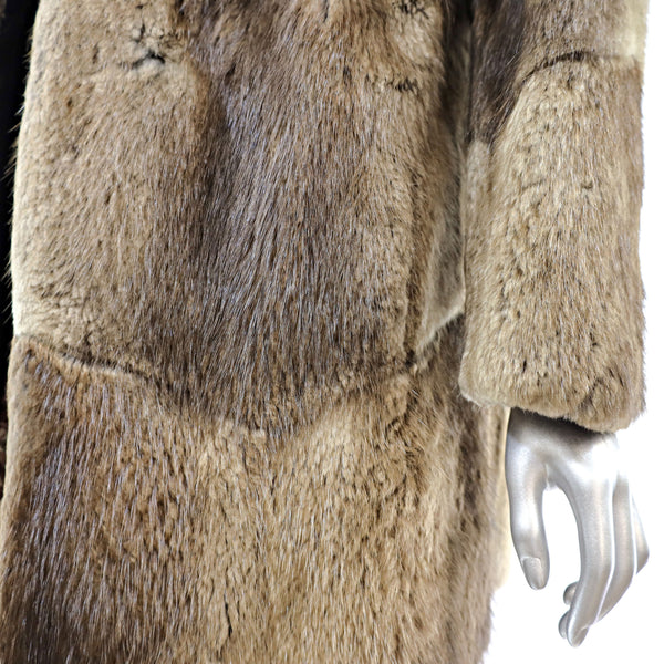 Muskrat Coat with Raccoon Collar- Size M