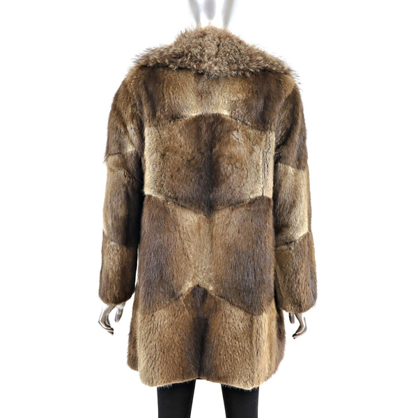 Muskrat Coat with Raccoon Collar- Size M
