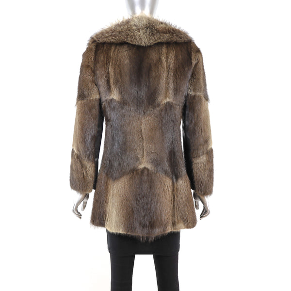 Muskrat Jacket with Raccoon Collar- Size S