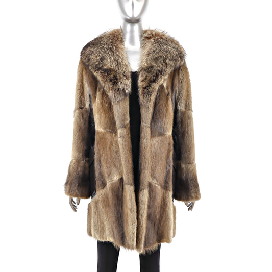 Muskrat Coat with Leather Insert- Size S