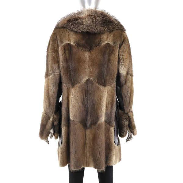 Muskrat Coat with Leather Insert- Size S-M