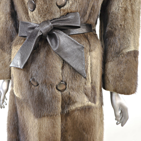 Muskrat Coat with Raccoon Collar- Size S