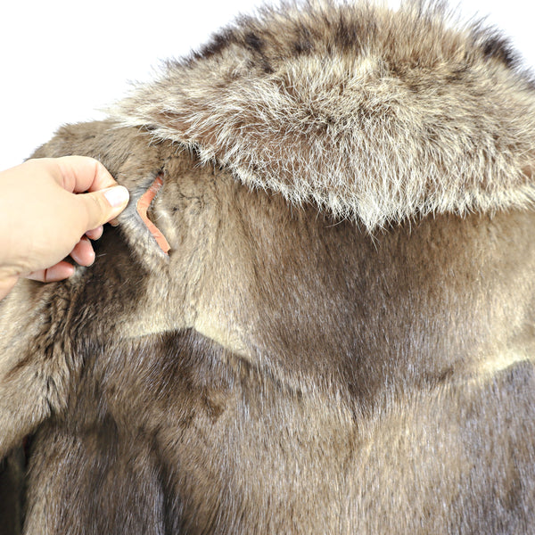 Muskrat Coat with Raccoon Collar- Size S