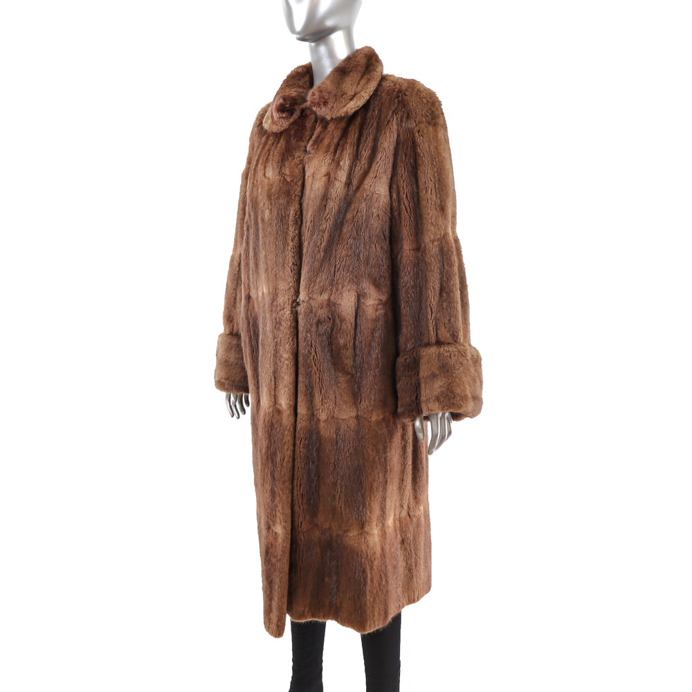 Redish Mahogany Muskrat Fur Coat Size M-L