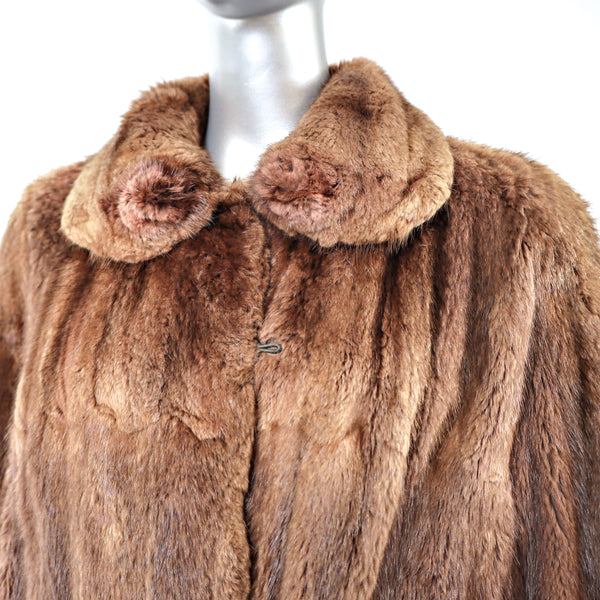 Redish Mahogany Muskrat Fur Coat Size M-L