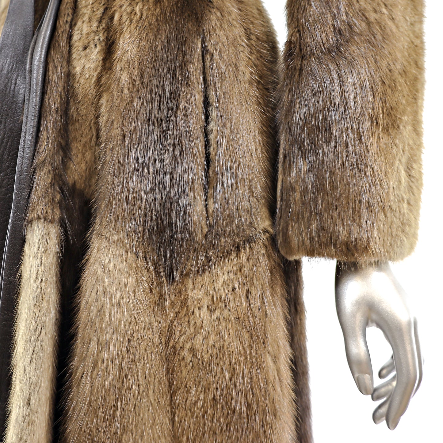 Nutria Coat with Raccoon Collar- Size S