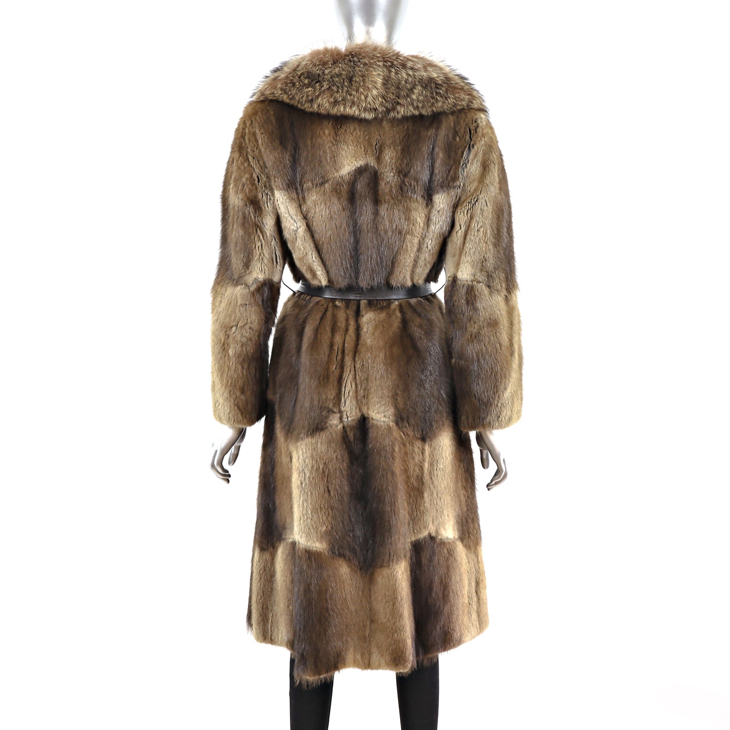 Nutria Coat with Raccoon Collar- Size S