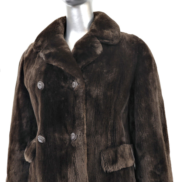 Maximilian Sheared Nutria Coat with Zip Off Lynx Hem- Size S
