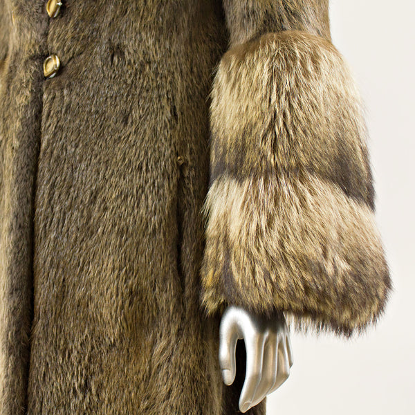 Nutria Coat with Raccoon - Size S (Vintage Furs)