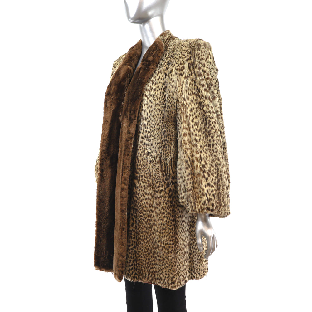 VALENTINO Leopard Printed Rabbit Coat- Size M-L
