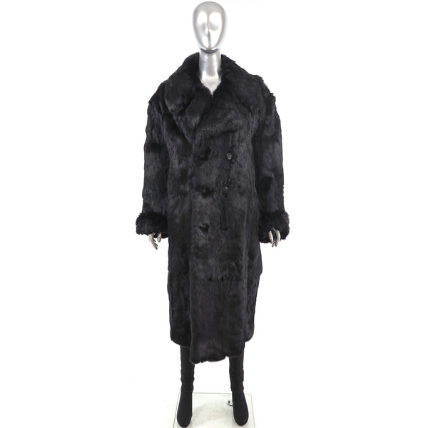 Full Length Black Rabbit Coat- Size L