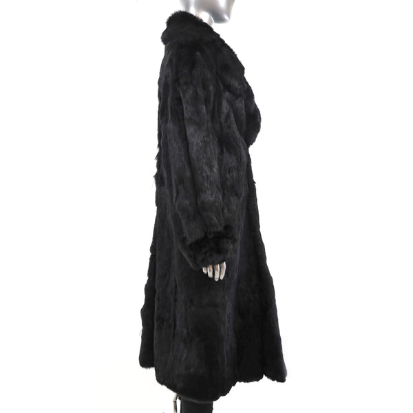 Full Length Black Rabbit Coat- Size L