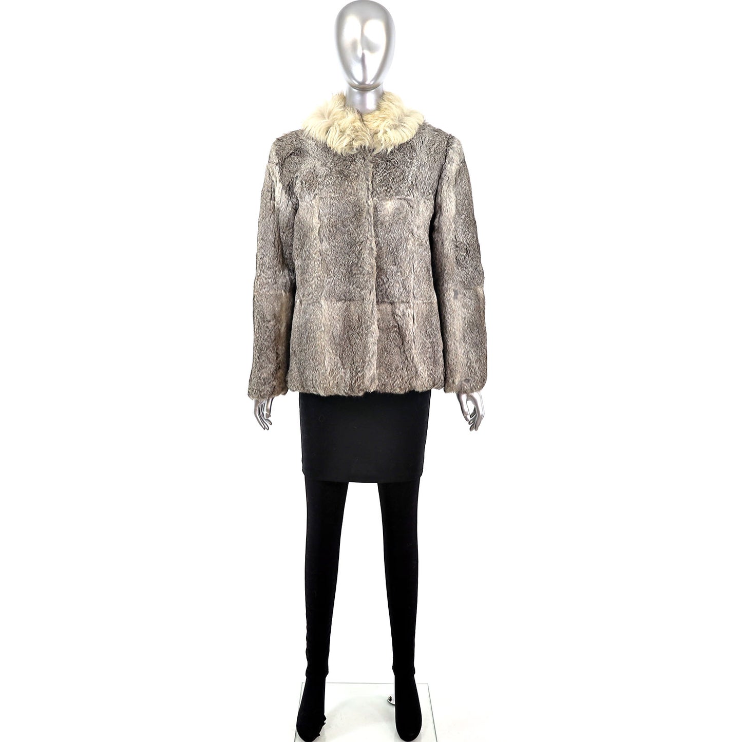 Rabbit Jacket with Fox Collar- Size M