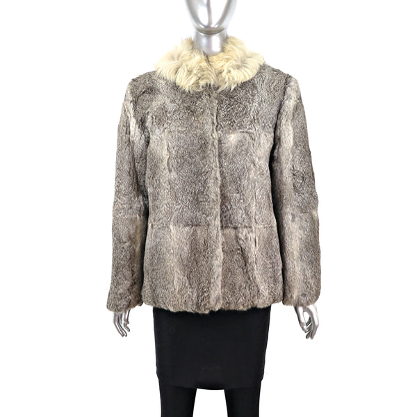 Rabbit Jacket with Fox Collar- Size M-L