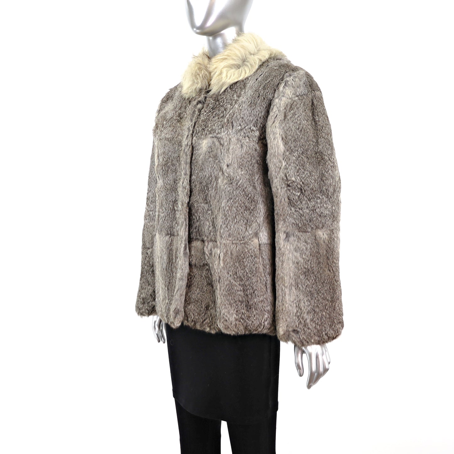 Rabbit Jacket with Fox Collar- Size M