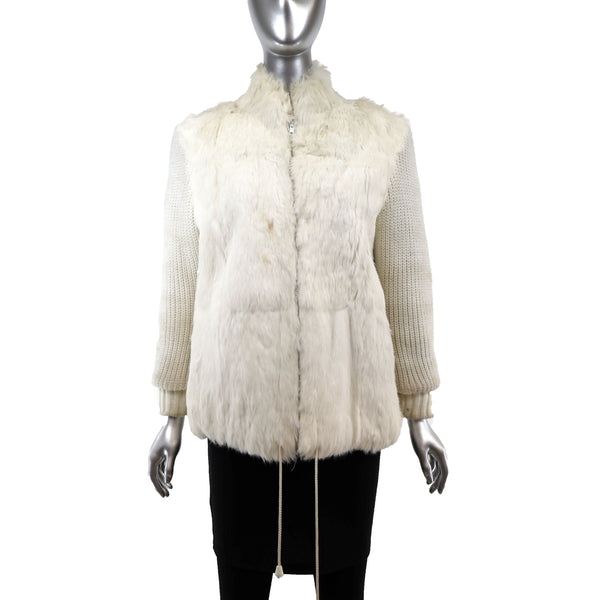 Rabbit Jacket with Knitted Sleeves, Scarf and Muffs- Size S-M