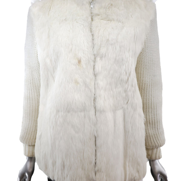 Rabbit Jacket with Knitted Sleeves, Scarf and Muffs- Size S-M