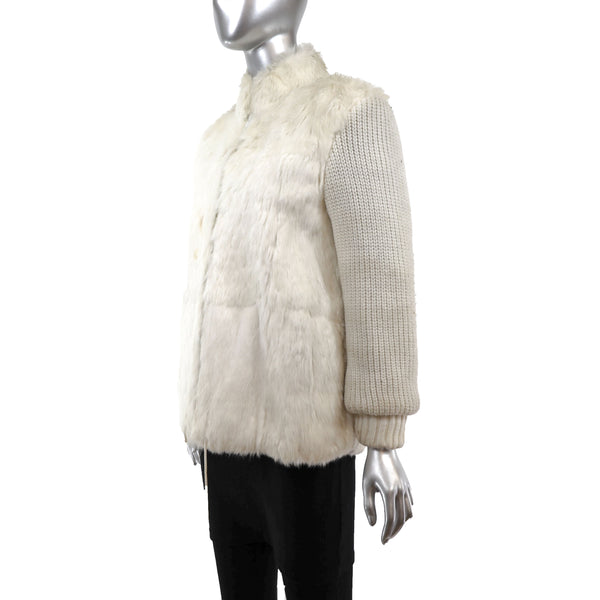 Rabbit Jacket with Knitted Sleeves, Scarf and Muffs- Size S-M