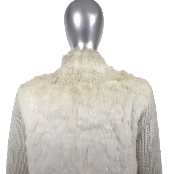 Rabbit Jacket with Knitted Sleeves, Scarf and Muffs- Size S-M