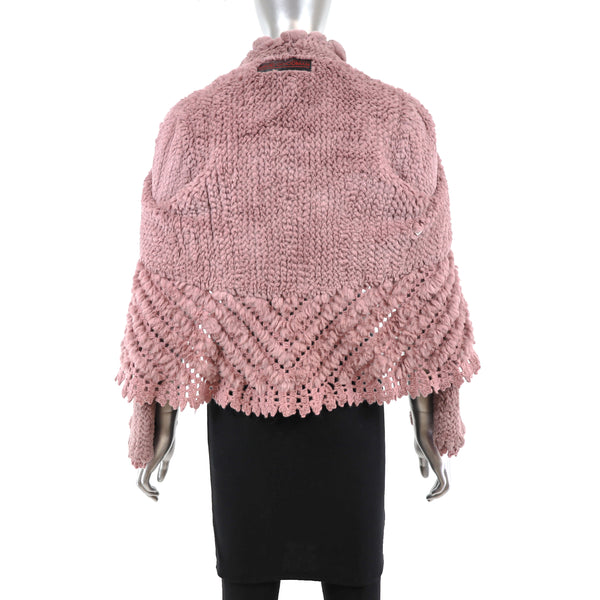 David Goodman Taupe Rose Knitted Rex Rabbit Jacket- Size M