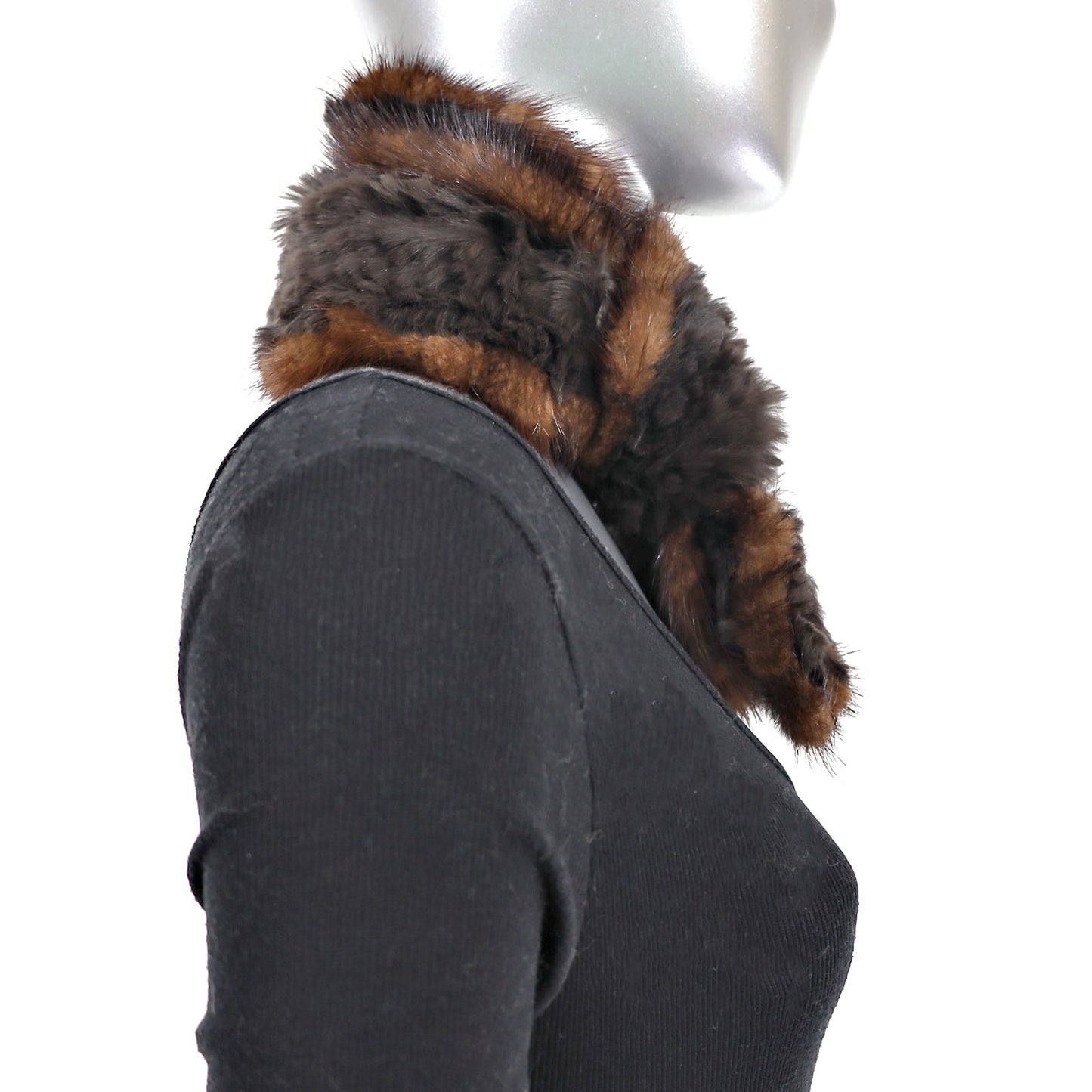Rabbit Scarf with Mink Trim- Size Free
