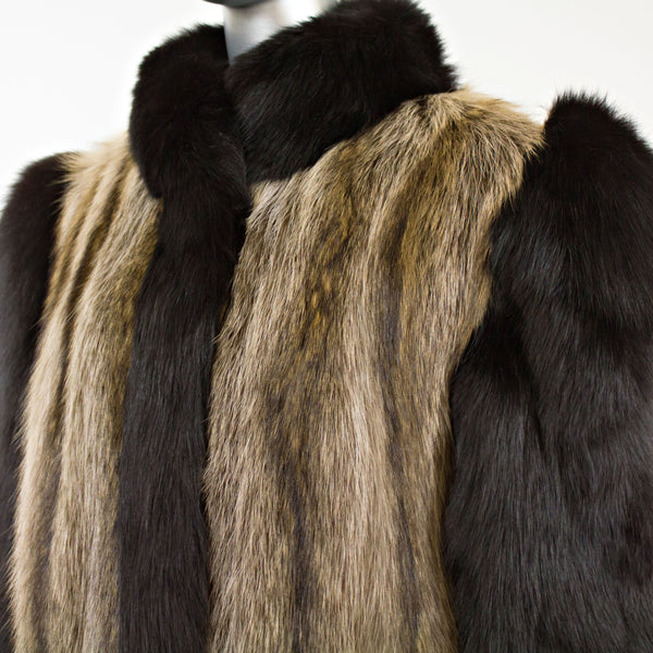 Raccoon and Black Fox Tuxedo Coat- Size M-L (Vintage Furs)