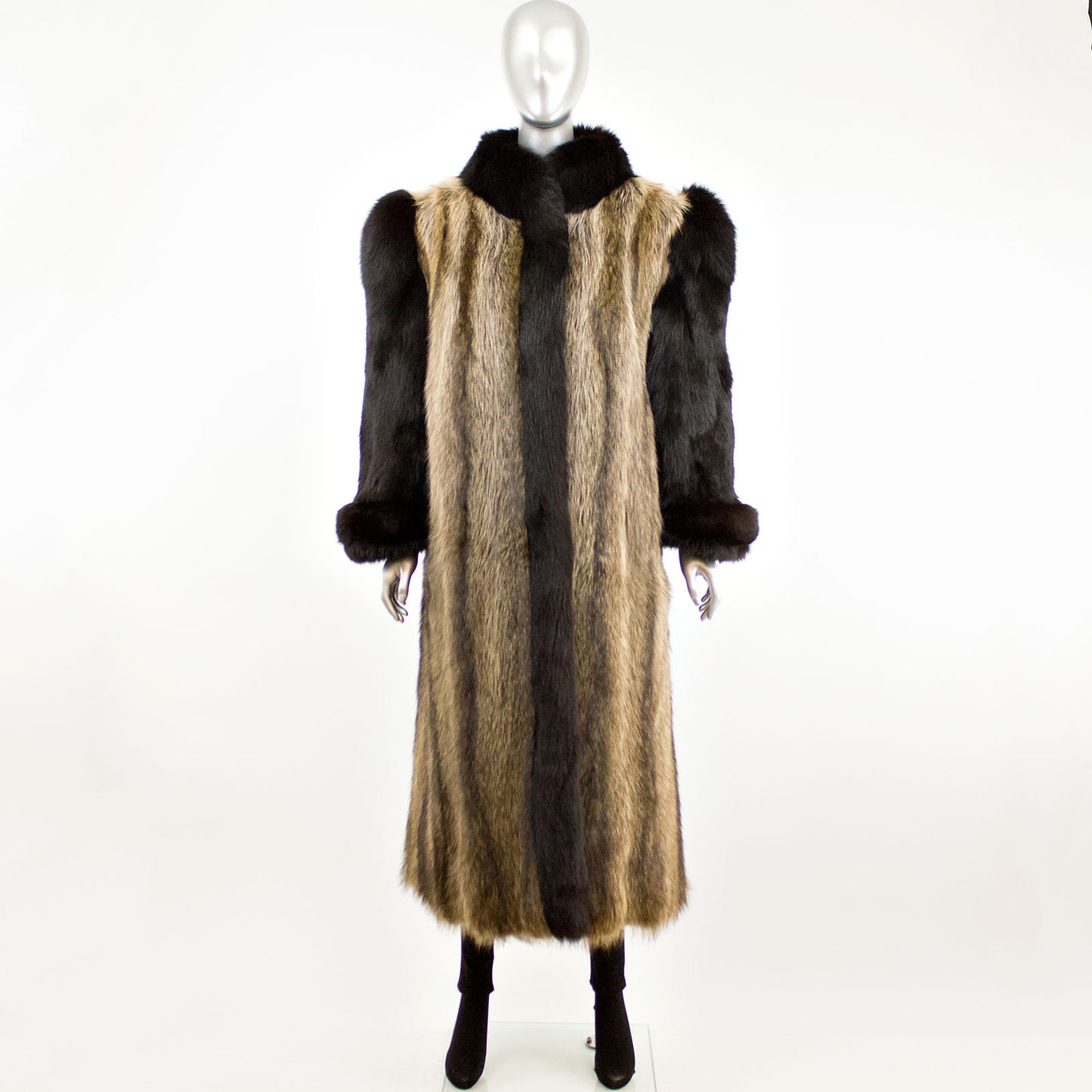 Raccoon and Black Fox Tuxedo Coat- Size M