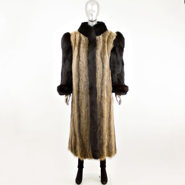 Raccoon and Black Fox Tuxedo Coat- Size M-L (Vintage Furs)